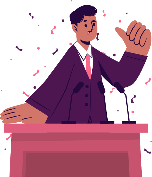 ilustração de um homem falando num púlpito