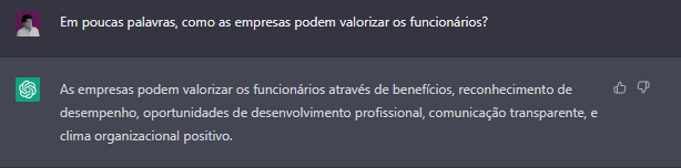 ChatGPT acredita que investir em benefícios é fundamental para valorizar os funcionários.