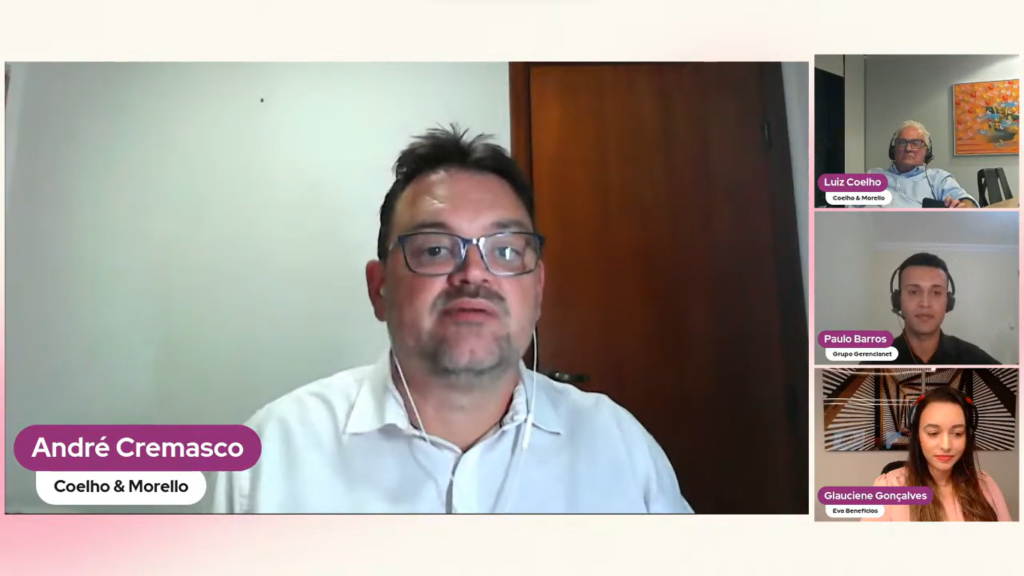 Captura de tela do webinar Eva Talks #2: tudo o que você precisa saber sobre a nova lei dos benefícios corporativos, que abordou o fim do rebate e outras mudanças do PAT.
