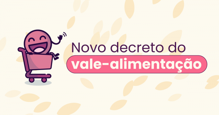 Mascote da Eva sentado num carrinho de mercado e acenando ao lado esquerdo do título da imagem: "novo decreto do vale-alimentação" e vale-refeição. No caso, o artigo aborda o decreto 11.678 de 30 de agosto de 2023.