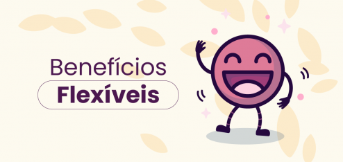 Fundo bege com o mascote da Eva do lado direito do título: "benefícios flexíveis".
