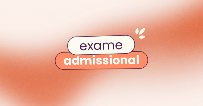 Fundo off white com uma faixa laranja cortando o meio. No título, 'exame admissional'.