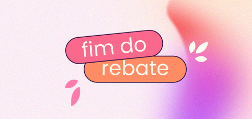 Fundo rosa claro com detalhes na lateral direita. No título está escrito 'fim do rebate'.