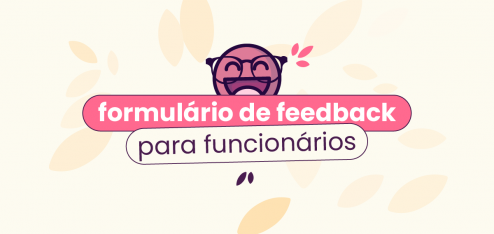 Fundo rosa com rosto feliz do mascote da Eva e, no título, "formulário de feedback para funcionários".