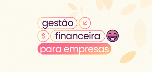 Uma capa com fundo bege e com a silhueta de folhas espalhadas pelo fundo. No centro da imagem há o texto 'gestão financeira para empresas' e o ícone do Saldo Livre da Eva ao lado.