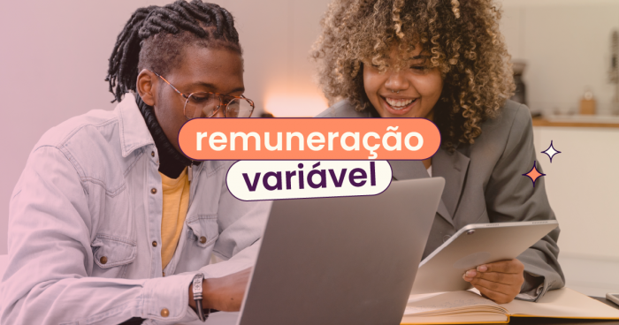 Duas pessoas conversando e, no título, 'remuneração variável'.