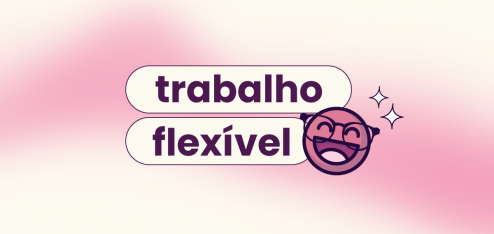 Capa com fundo rosa e roxo. No título: "trabalho flexível".