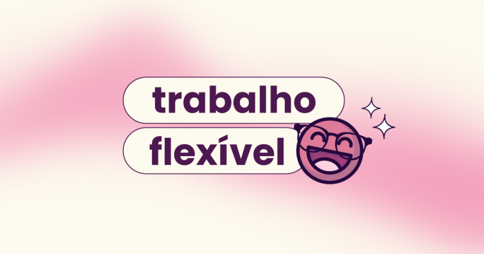 Capa com fundo rosa e roxo. No título: "trabalho flexível".