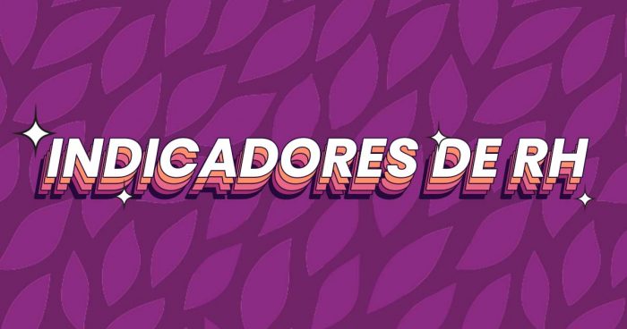 Fundo com folhas roxas e escrito 'Indicadores de RH'
