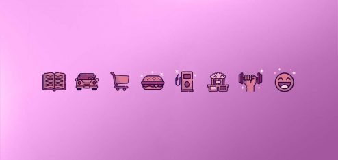Os ícones das 8 categorias de benefícios da Eva enfileirados no centro da imagem.